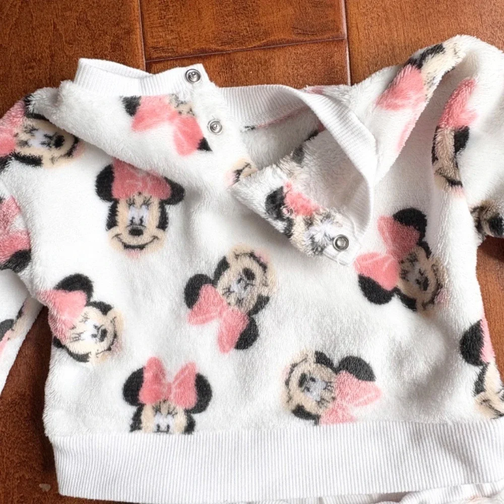 Disney Minnie Mouse Fleece Jogger Set Girls 3-6M White‎ Pink